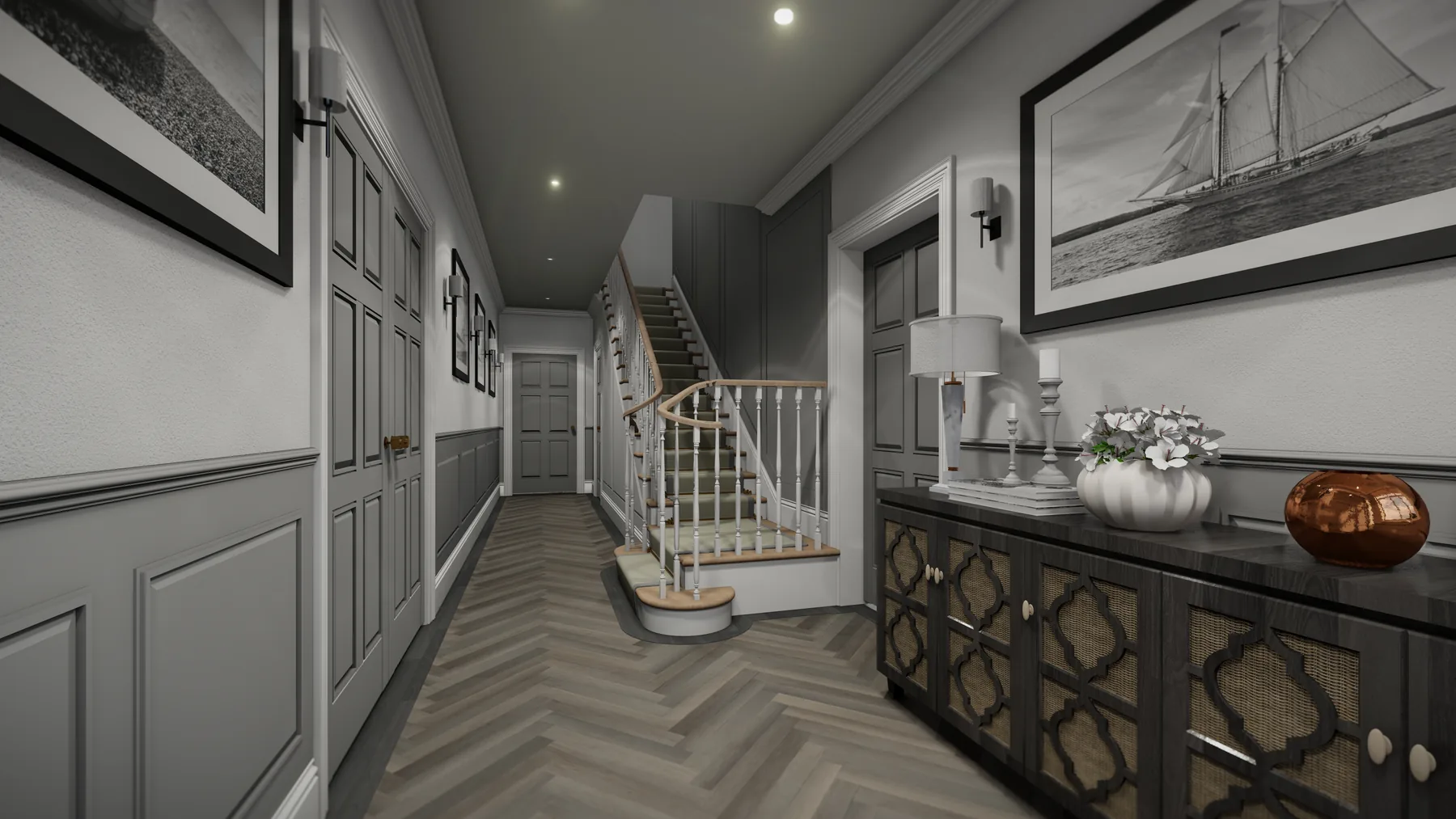 Residential hallway interior visualisation