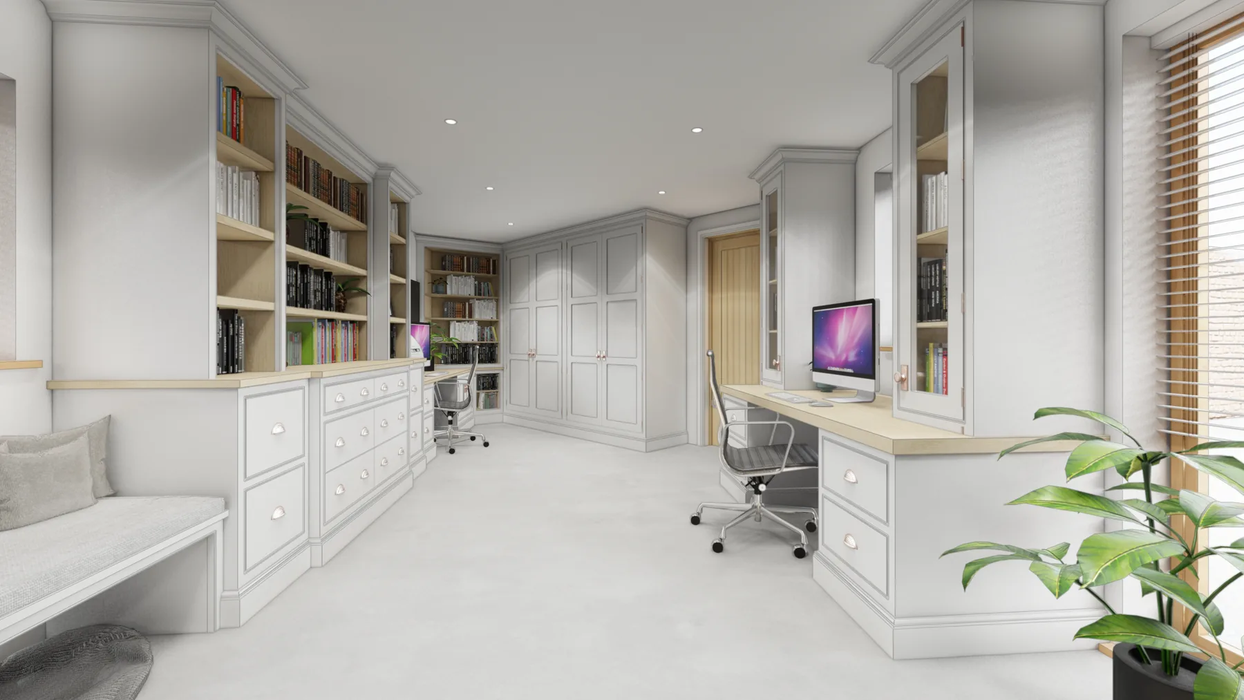 Bespoke fitted home office CGI